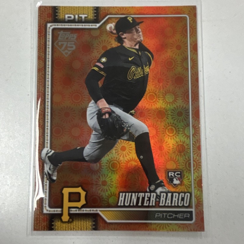 Topps 2026 Series 1 Hunter Barco RC Pittsburgh Pirates Orange Sun Holo Foil #398
