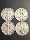 (4) Assorted Walking Liberty Half Dollars 90% Silver, $2.00 Face Value Lot 1503