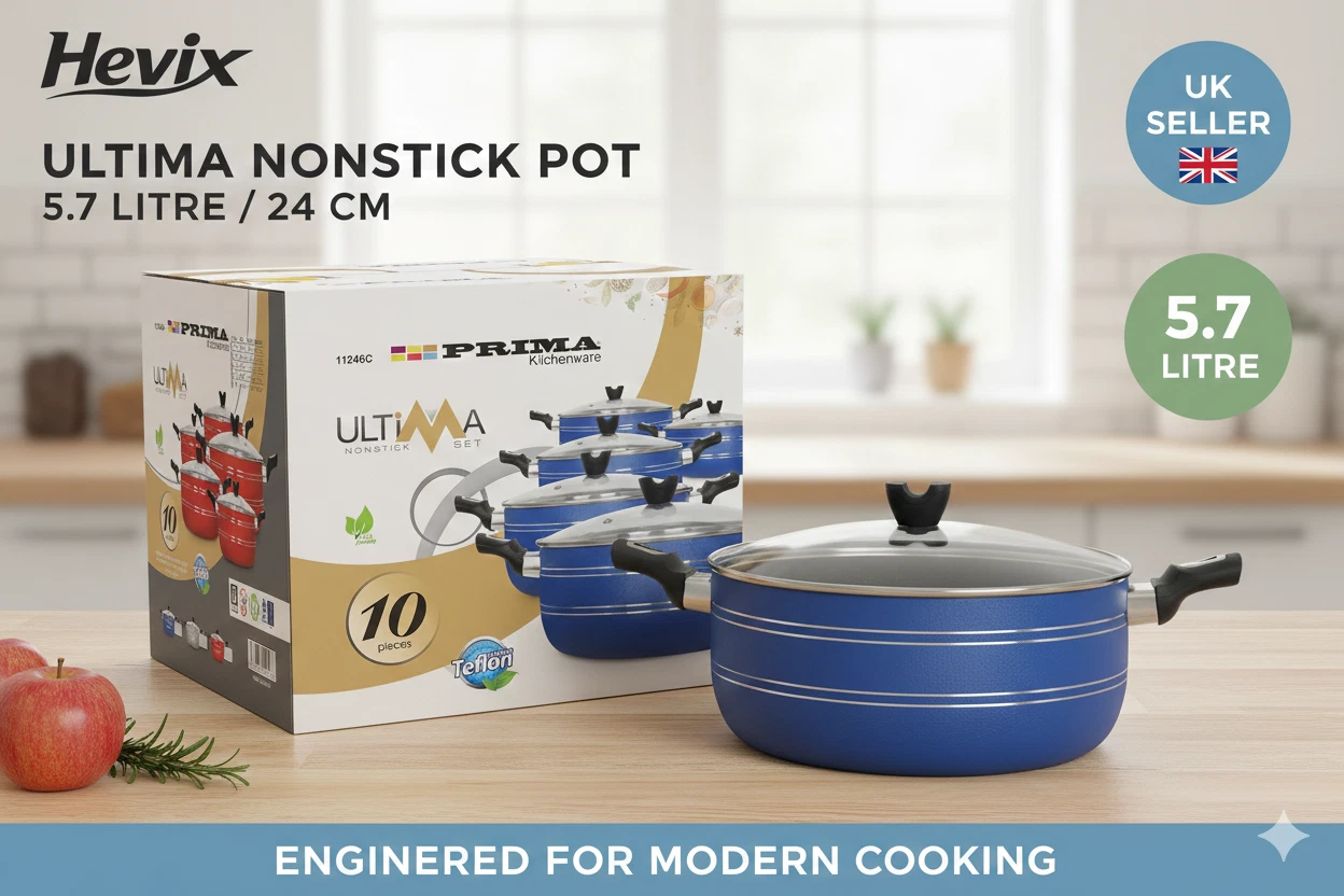 10pc Die Cast Casserole Pot Set Non Stick Induction Cookware Stockpots Glass Lid
