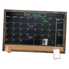 Framed Magnetic Chalkboard Calendar - 36 in x 24 in Alloy 36"W x 24"H Rustic
