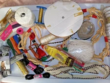 Lot Of Craft Supplies Ribbon Lace Cording Embroidery Thread Heat n Bond Plus