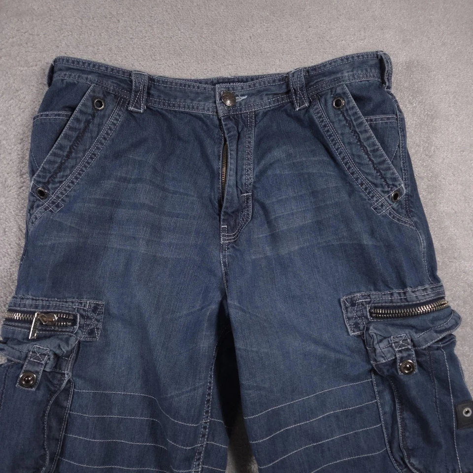 Pantalones Cortos Carga Parish Nation Para Hombres 34 Azul Bolsillos Utilitarios Cordón Ropa de Calle Foto 3 de 4