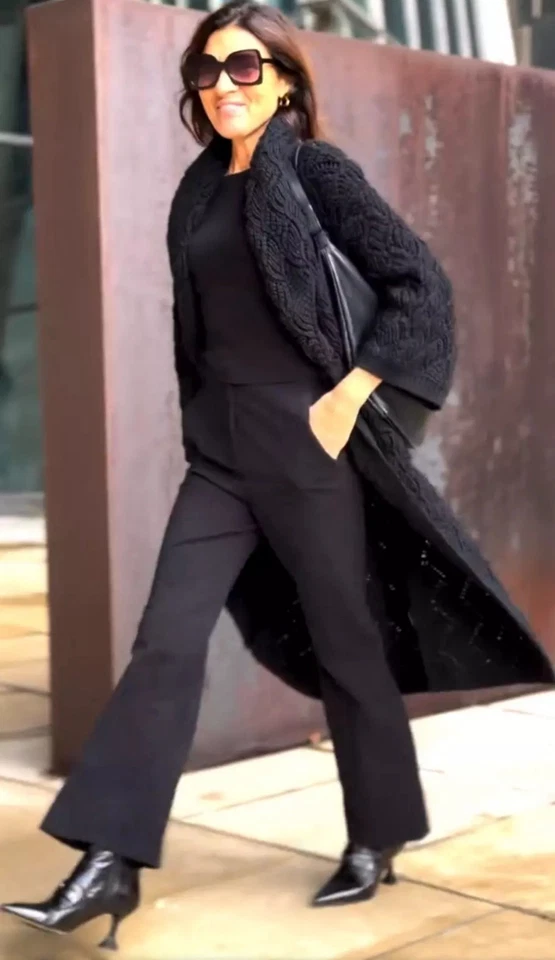 Zara Open Long Cable Knit Textured Coat /Cardigan Black Size S 3653/110 New - Image 4 of 4