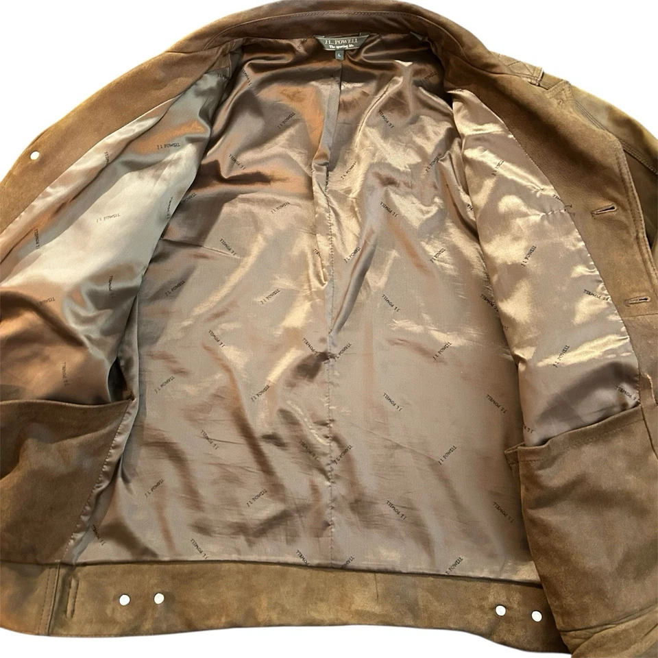 JL Powell Mens Brown Leather Hunting Jacket size Large - Image 3 of 4