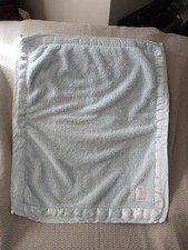 Vintage Little Giraffe Baby Blue Faux Chennill/Satin Blanket 27 X 31 GUC