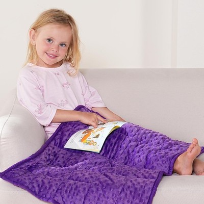 2 lbs Weighted Lap Pad, Ultra Soft Minky Dotted Heavy Blankets Throw for Bett...