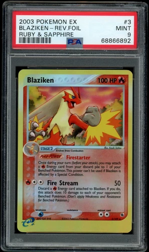 PSA 9 Blaziken 3/109 Reverse Foil Pokemon Ruby & Sapphire