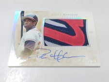 2014 LEAF GAME USED JUMBO LOGO PATCH AUTO PLATINUM DEION SANDERS 1/5 BRAVES HOF