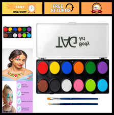 Professional 12 Color Face  Body Paint Palette - Safe for Sensitive Skin, Wax-B