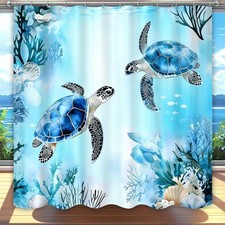 Turtle Shower Curtain,Ocean Themed Bathroom Decor, Tropical Sea Beach Shower ...