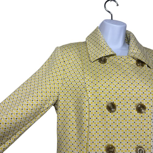 CAbi Small NWT 6249 Hobnob Yellow Topper Coat Jacket Double Breasted Flounce Hem - Picture 7 of 14
