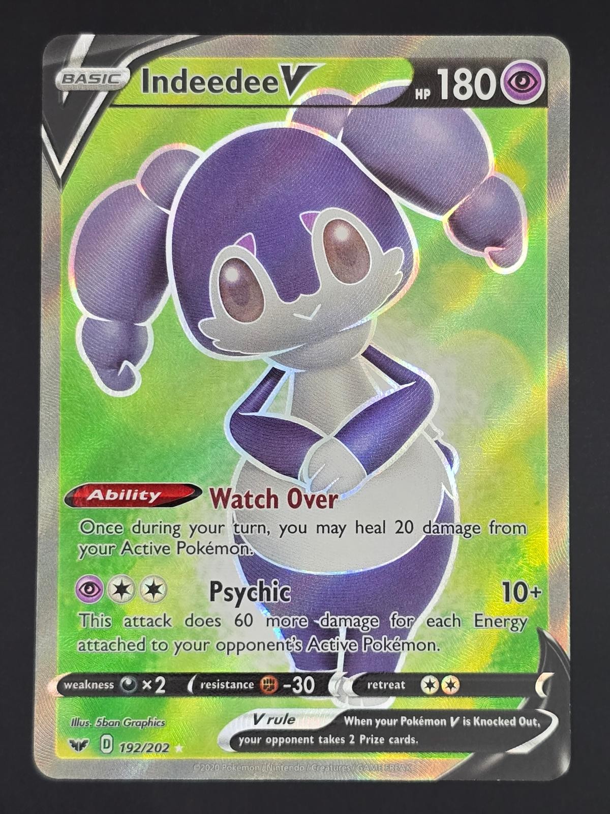 Indeedee V 192/202 Ultra Rare Sword & Shield Pokemon Holo Near Mint