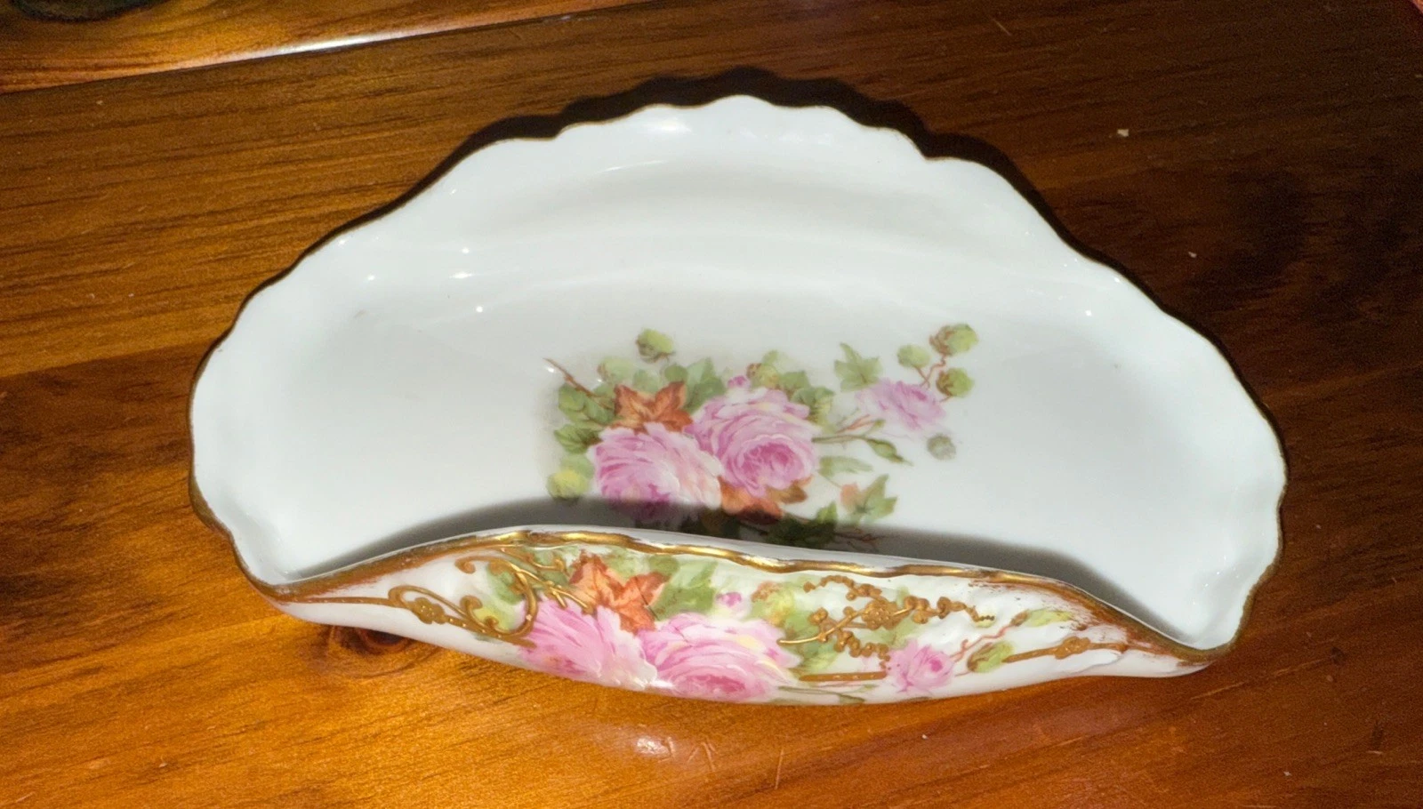 LIMOGES BUTTER HOLDER OBLONG SERVER DISH ROSES BEAUTIFUL 7”x4”