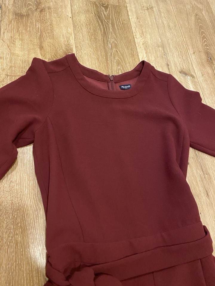 Madewell Womens Sloan Jumpsuit Long Sleeve Burgundy Sz 4 - Image 3 of 4