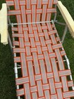 Vintage Webbed Aluminum Folding Lounge Chair Chaise Pool Beach Orange White 70’s — photo 6