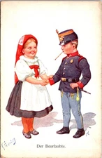 Der Beurlaubte Soldier with Girl by K. Feiertag Austrian Military Postcard BKWI