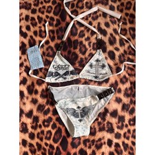 Affliction Sinful Y2K Cross Rhinestone Bikini Set White