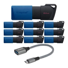 Kingston DataTraveler Exodia M 64GB USB 3.2 Flash Drive 10 Pack USB Adapter
