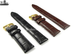 Special-Brown-or-Black-Genuine-leather-Gold-buckle-Women-Watch-Bands-Strap-A4