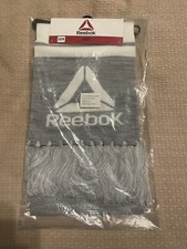 brand new reebok packaged fringed rally scarf w/ logo OSFM 123wm gray free ship