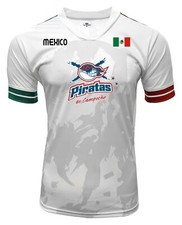 Jersey Mexico Piratas de Campeche 100 Polyester White/Grey Made in Mexico