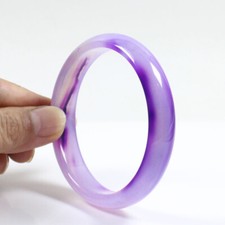 68mm Certified Natural Agate Chalcedony Lavender purple Jade Bangle j7270