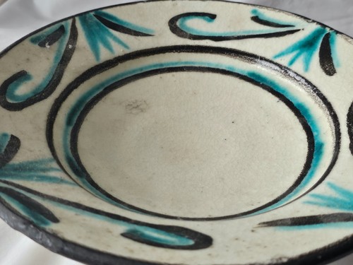 Large old studio pottery painted bowl, in the Bloomsbury style mid century - Picture 12 of 13