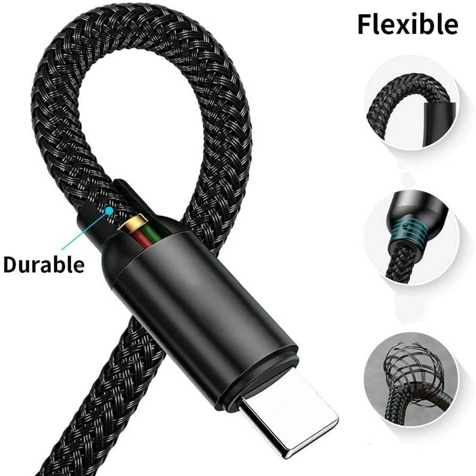 Nylon USB-Type C 3.1 Male PD 100W Charging Cable for Microsoft Surface 6FT 1.8M - Image 3 of 4