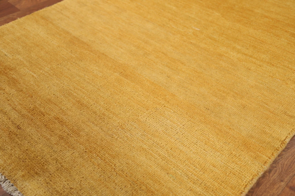 Современный шерстяной ковер Gabbeh однотонный дизайн идеально подходит для любого пространства 3 фута 11 дюймов x 2 фута 8 дюймов - Изображение 4 из 4