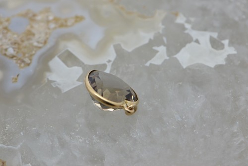 14K Yellow Gold Smoky Quartz Faceted Heart Pendant Circa 1970 - Picture 2 of 5