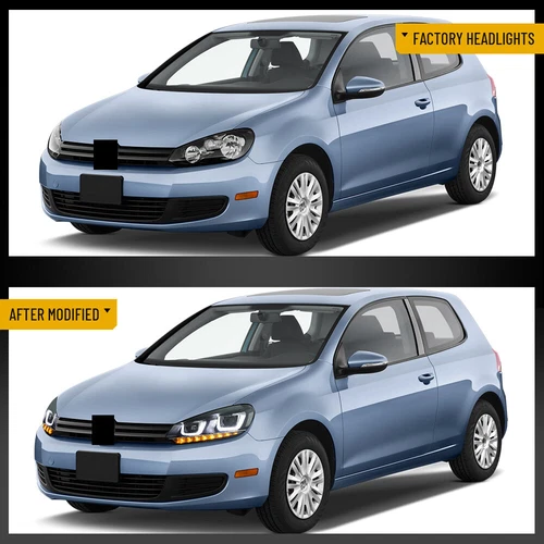 VLAND For 2010-2014 VOLKSWAGEN Golf 6 MK6/Jetta Wagon LED Headlights Sequential - Picture 10 of 13