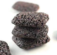 45X35MM COFFEE VOLCANIC BASALTIC LAVA GEMSTONE RECTANGLE LOOSE BEADS 10.5inch