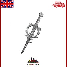 4" Stag Head Kilt Pin - Jet Black Highland Sword Design by Tartancity