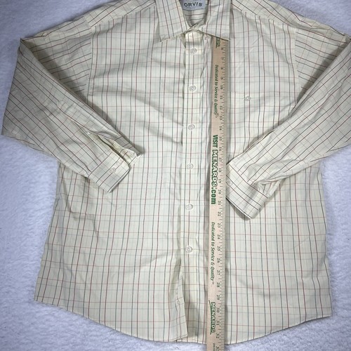 Orvis Shirt Men's Xtra Large Yellow Red Blue Plaid Button Long Sleeve Fishing XL - Picture 5 of 8