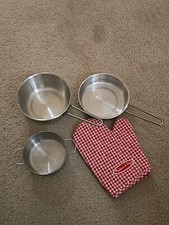 Melissa  Doug Pots Pans Metal Oven Mitt Let's Cook Kitchen Pretend Play