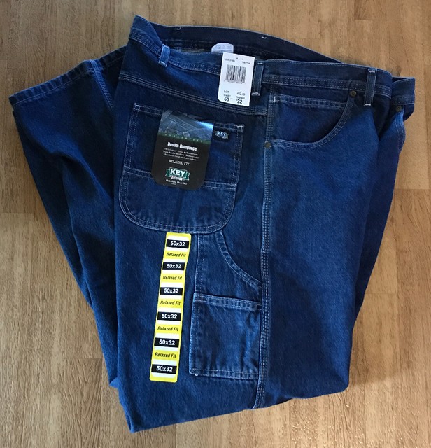 NEW Mens' Key Dungaree/Carpenter Jeans. Size 50 X 32 Blue. Cotton Blend