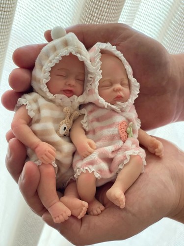 6in Mini Sleeping Full Silicone Baby Doll Miniature Tiny Lifelike Baby Doll Girl