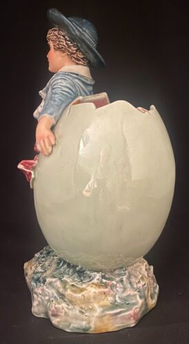 RARA FIGURA VINTAGE CECA BERNHARD BLOCH MAIOLICA YOUNG con UOVO 10" MARCATA c/1915 vg - Foto 3 di 7