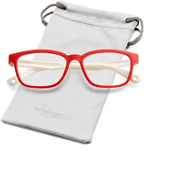 AIEYEZO Flexible Kids Blue Light Blocking Glasses Silicone Square Frame Eyewear-image
