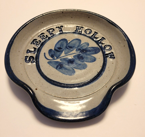 Sleepy Hollow Hand Thrown Pottery Spoon Rest Stamped Signed Dated 11-15 Blue - Picture 9 of 10