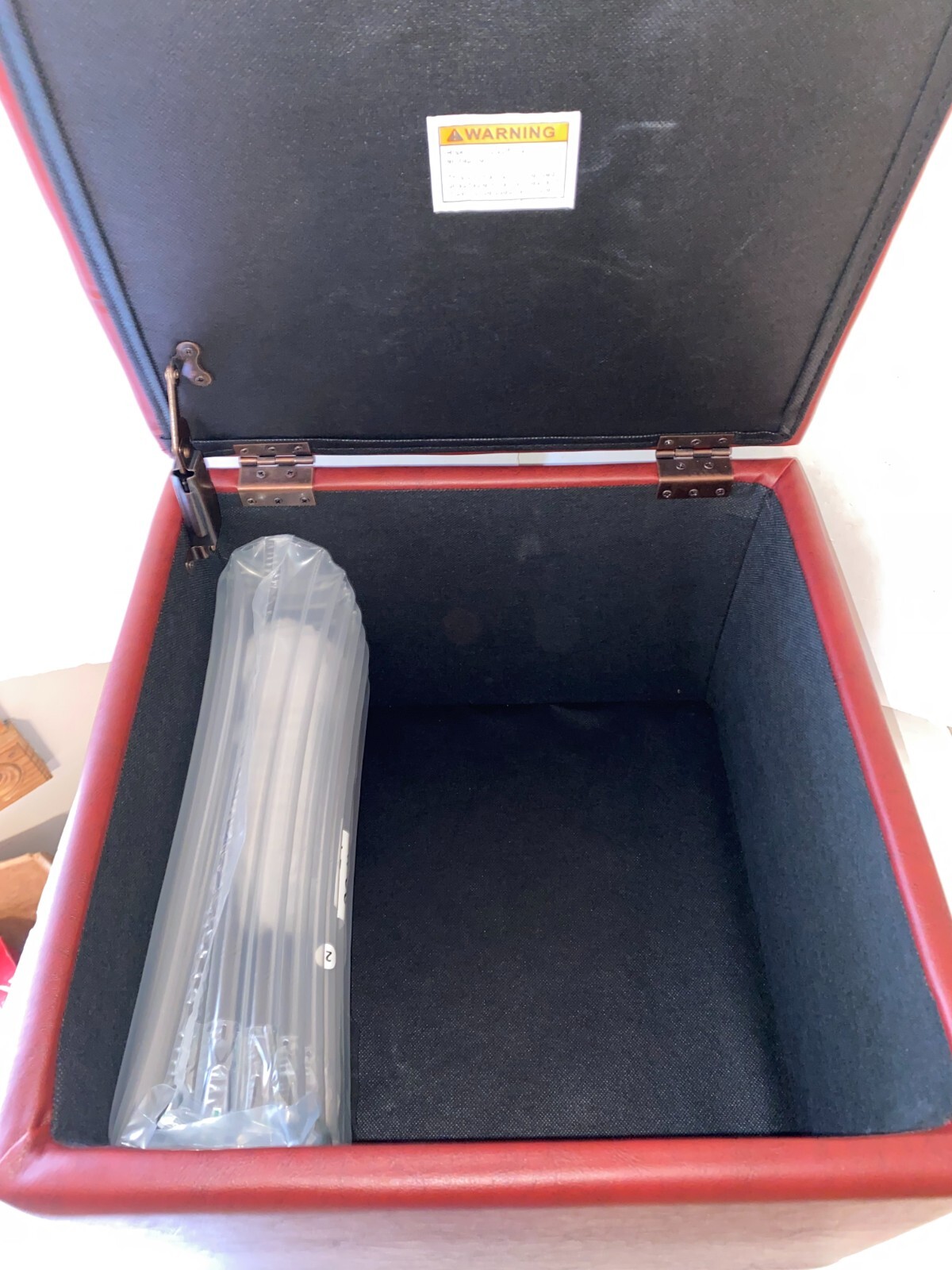 HomePop Square Tufted Storage Ottoman, Red