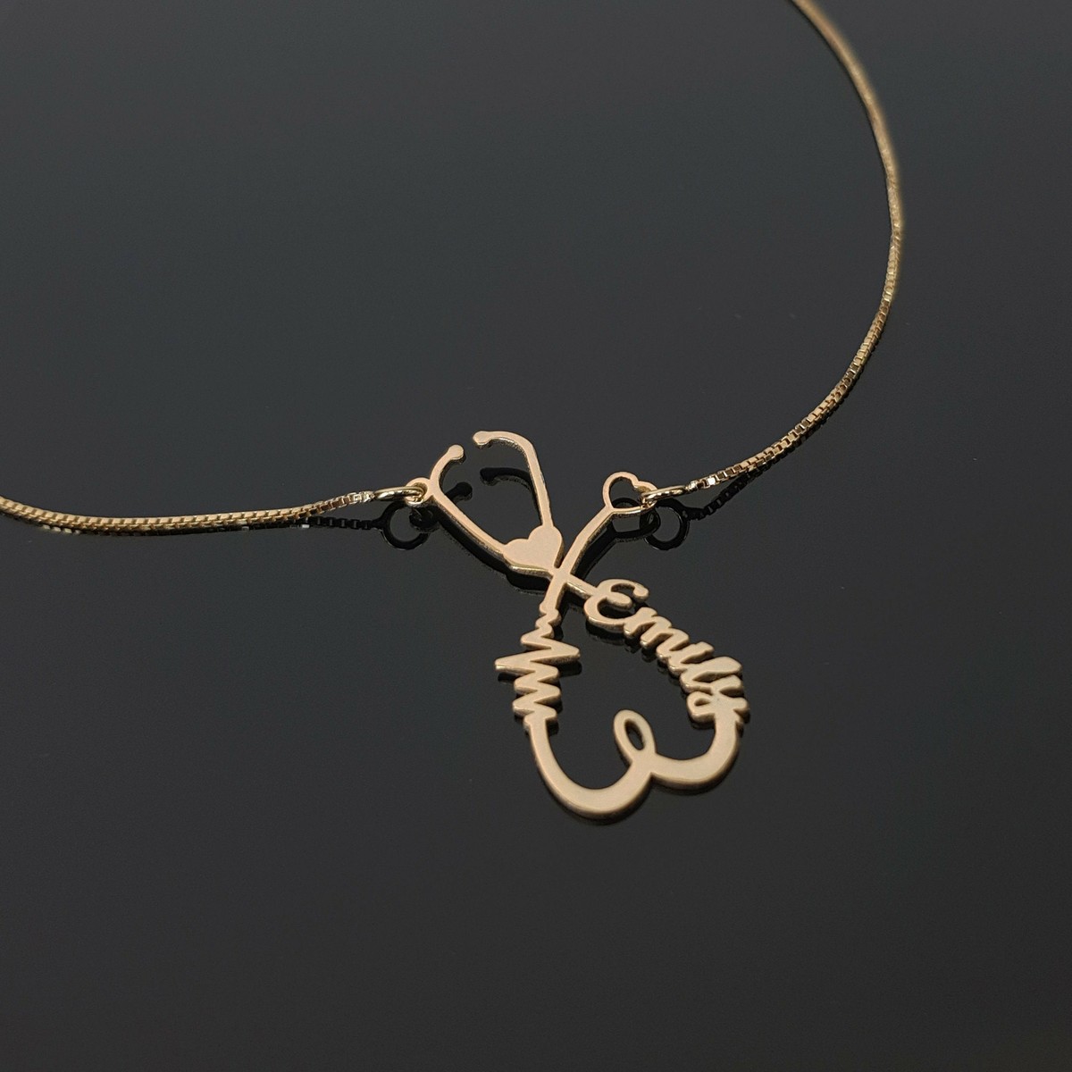 Personalized Stethoscope Necklace With Name Custom Jewelry Medical - Main Image