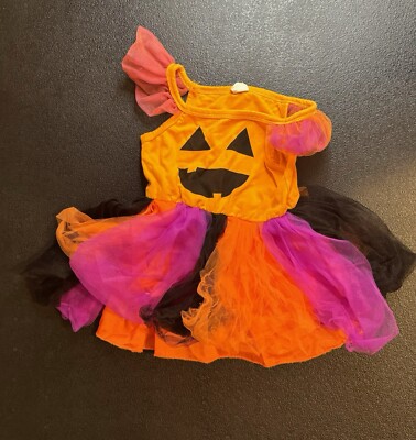 Halloween Infant Baby Girls Dress Flying Sleeve Pumpkin Dress - Size 0-12 Month