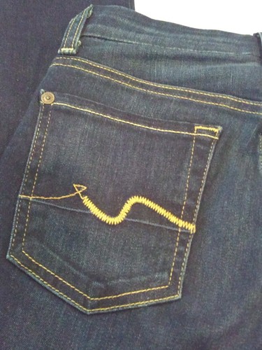 7 Seven For All Mankind Jeans Women's 26 Blue Straight Leg Denim Pants Low Rise - Picture 7 of 8
