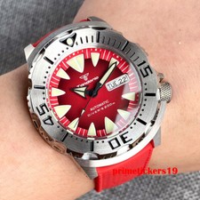 Tandorio 42mm Monster NH36A Men Automatic Dive Watch Date Week Red Dial Sapphire