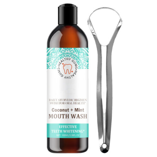 Coconut Oil Mouthwash 100ml Natural Mouthwash Includes Tongue Scraper