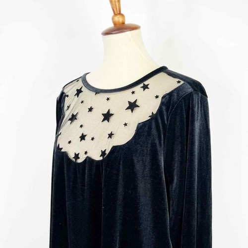 ModCloth dress black velvet sheer stars neckline swing size 3X - Picture 3 of 7