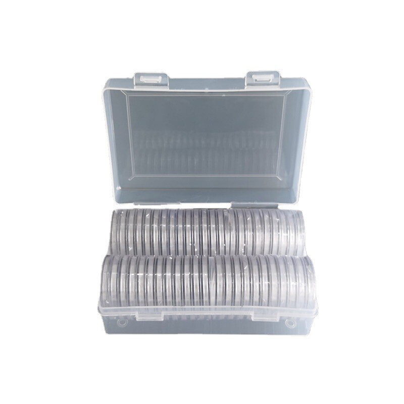 50/100PCS Clear Plastic Coin Storage Boxes Case Holder Round Display ...