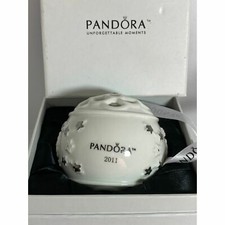Pandora 2011 Christmas Snow Ball Ceramic Ornament Authentic In Box