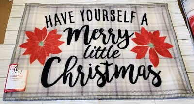 Christmas Rug HAVE YOURSELF A MERRY LITTLE CHRISTMAS  17'' x 27'' Red/Gray/Black